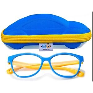 SEEAFUN Blue Light Glasses for Kids with Cute Car Case -
